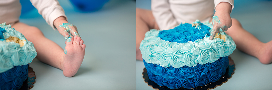 Little boy's cake with blue frosting