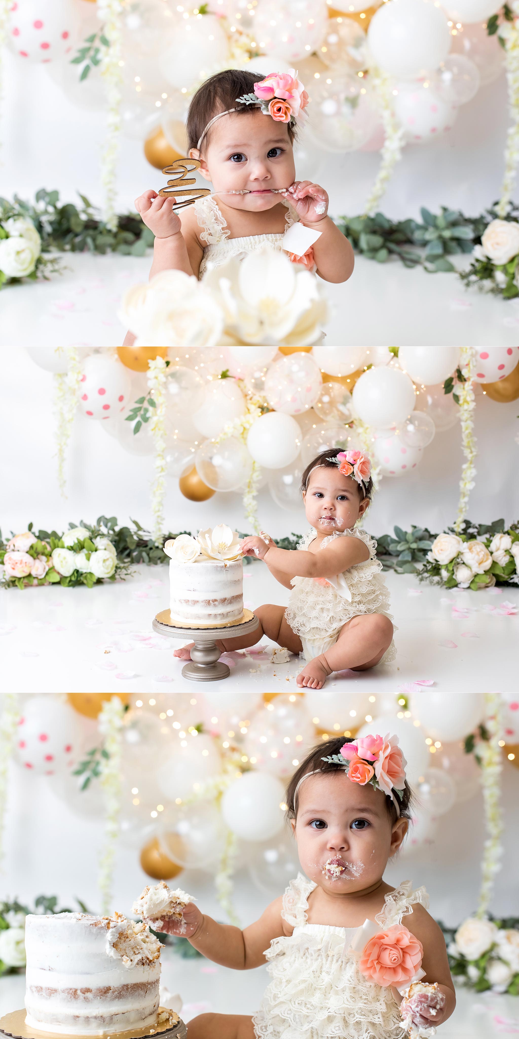 Isla s Pink And Gold Spring Cake Smash