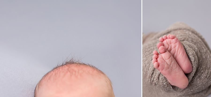Newborn baby toes and hair