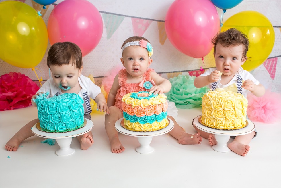 Triplet Cake Smash Session Cincinnati Cake Smash Photographer